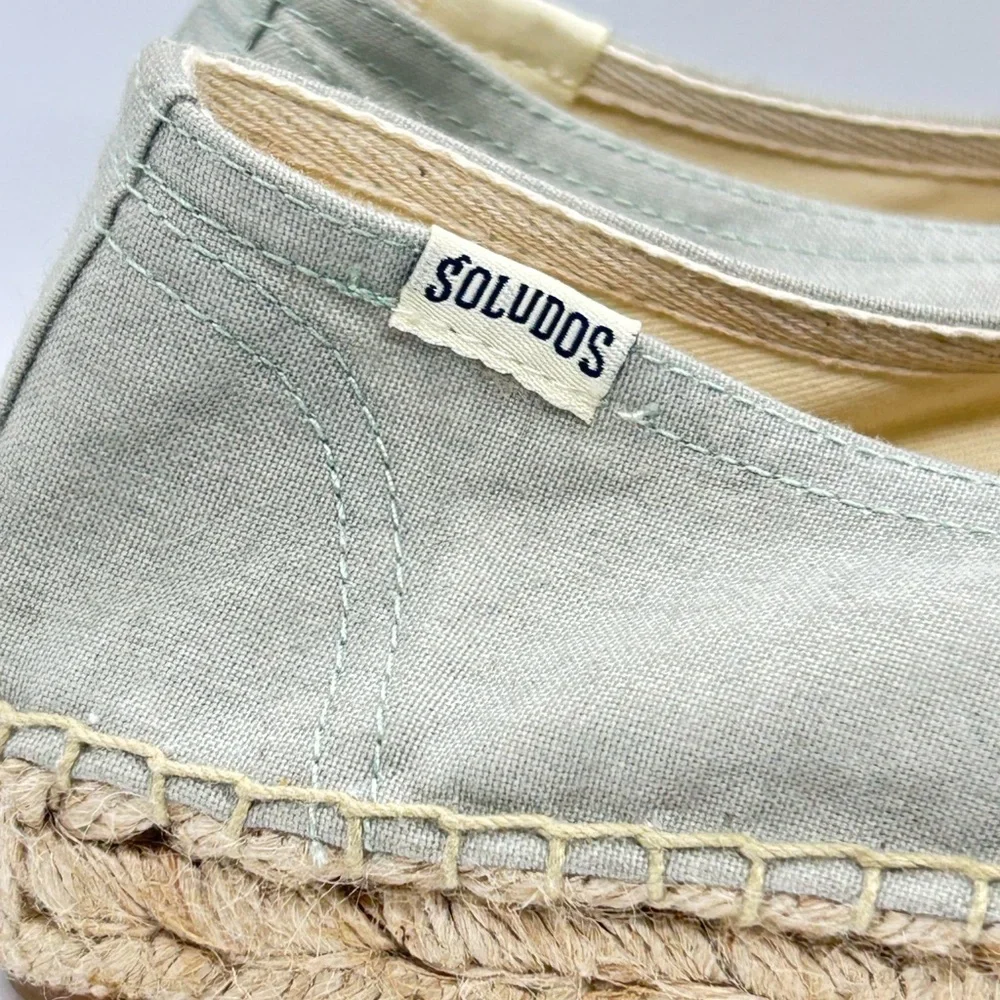 Soludos Gray Espadrilles with Embroidered Cocktail Design Size 8.5